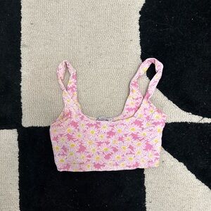 Pink Floral Crop Top